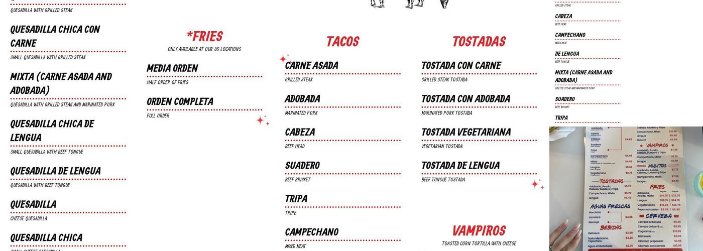 Tacos El Franc Menu