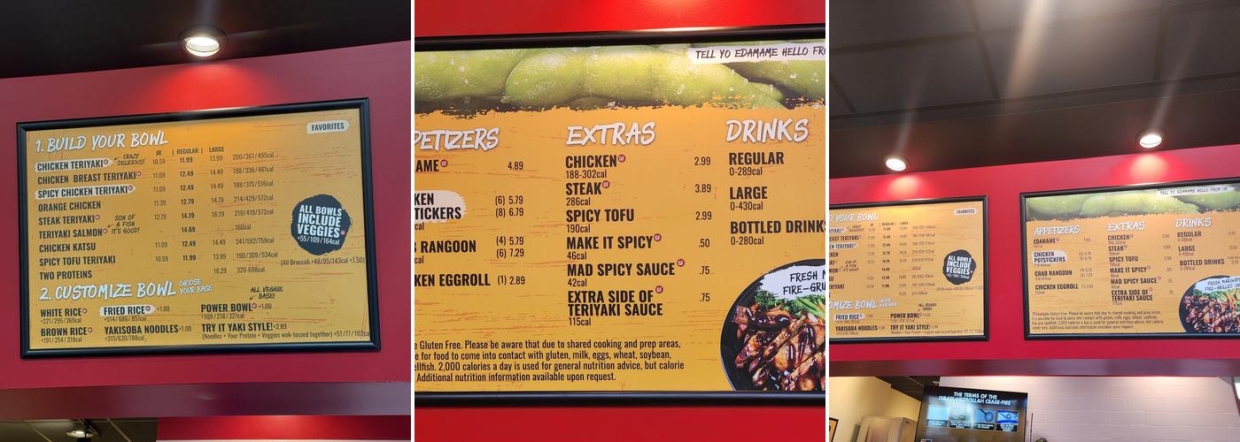 Teriyaki Madness Menu