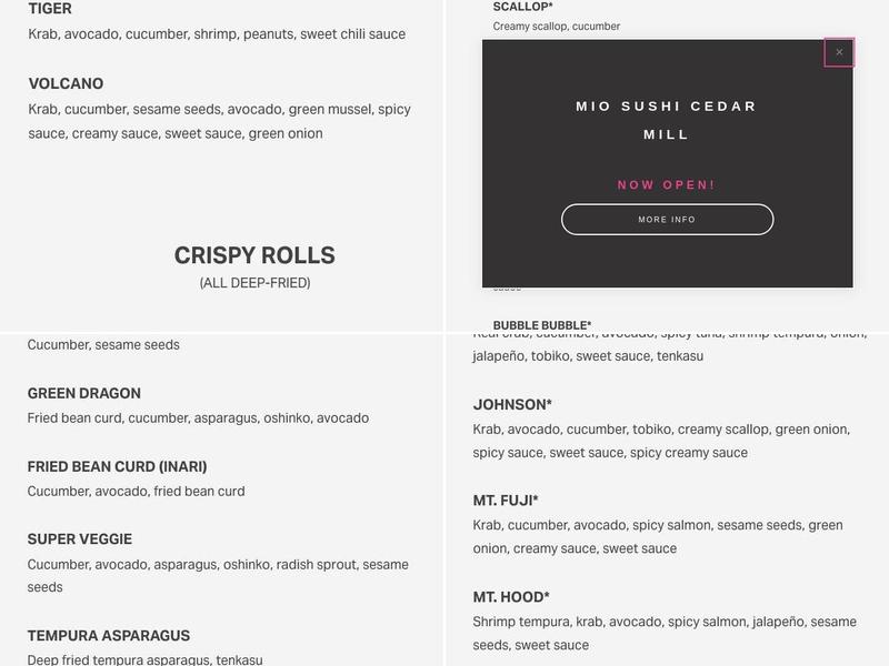 Mio Sushi Killingsworth Menu