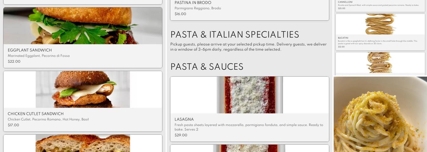 MISIPASTA Menu