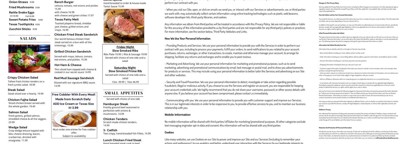 Red River Steakhouse Menu