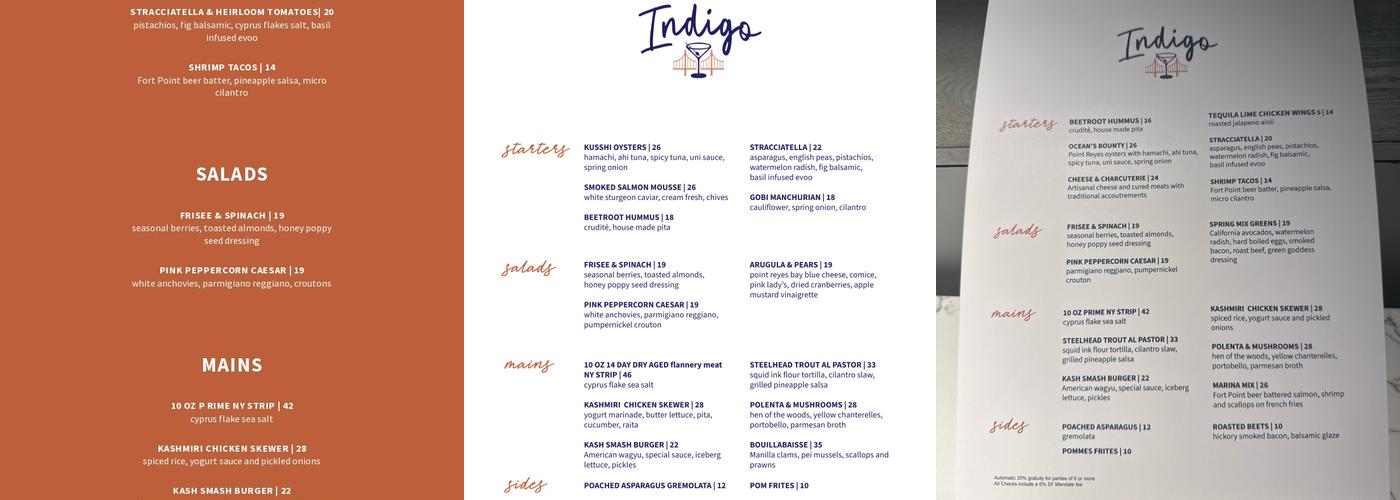 Indigo Menu