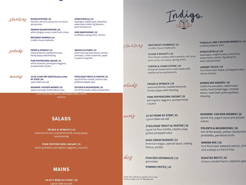 Indigo Menu