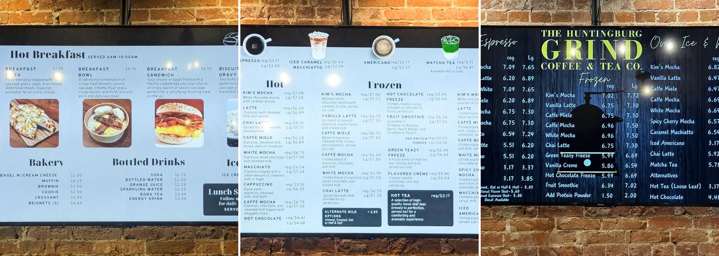 The Huntingburg Grind Menu