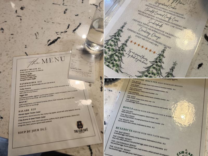 The Cub Cafe Menu