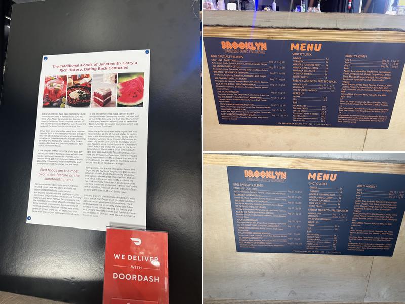 Brooklyn Dreams Juice Lounge Menu