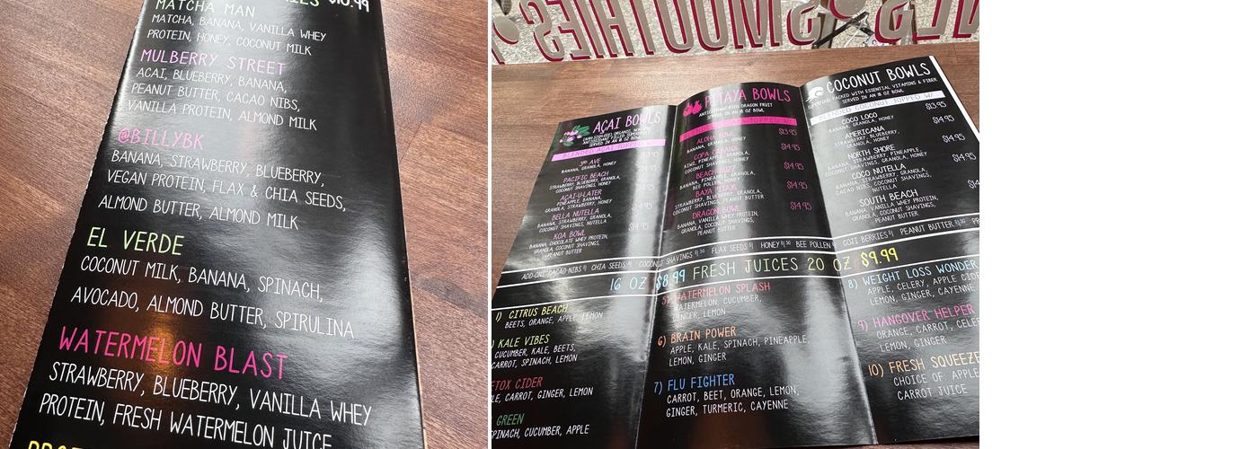 Baya Bar - Acai & Smoothie Shop Menu