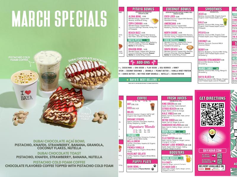 Baya Bar - Acai & Smoothie Shop Menu