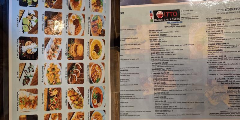 Itto Ramen Bar Tapas Menu