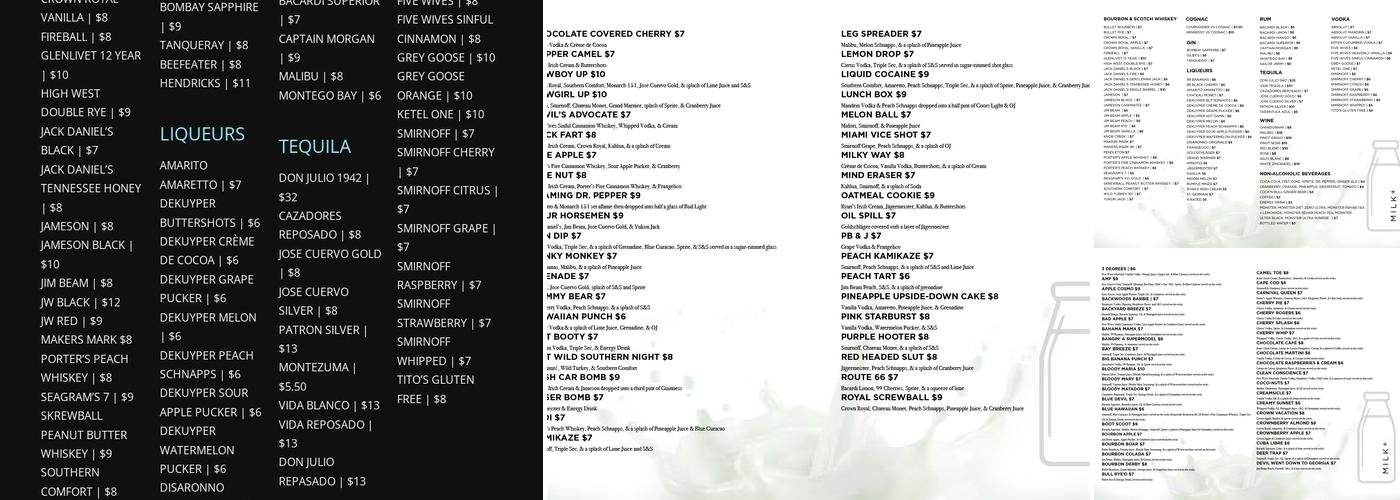 MILK+ Menu