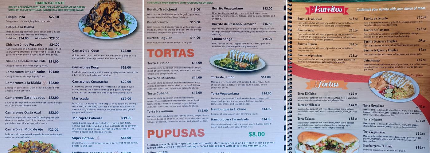 El Chino Seafood and Grill Menu