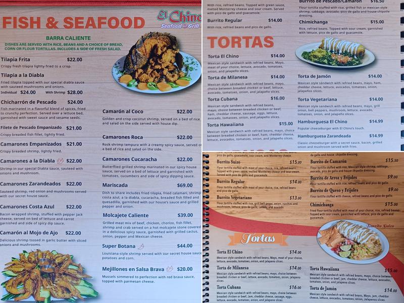 El Chino Seafood and Grill Menu