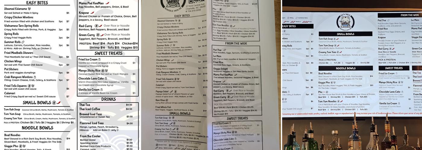 Sen Mee Noodle House Menu