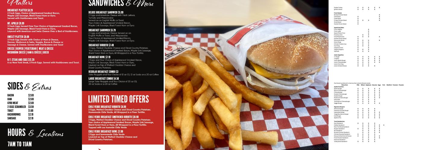 Apollo Burger Menu