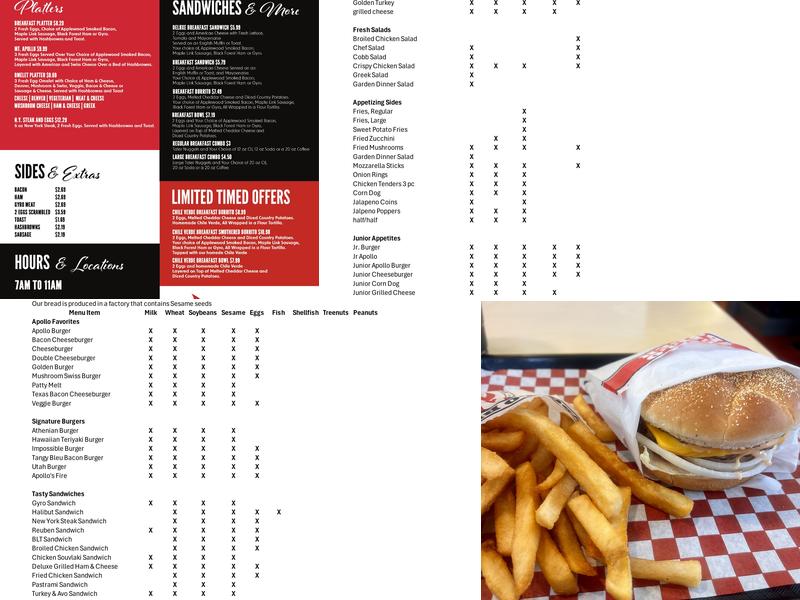 Apollo Burger Menu
