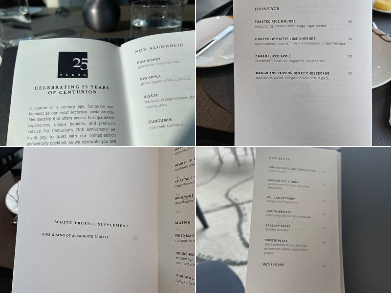 Centurion New York Menu
