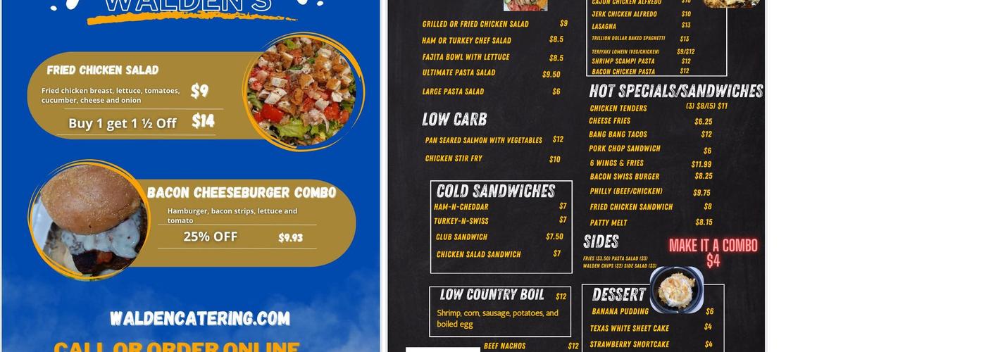 Walden's Catering LLC Menu