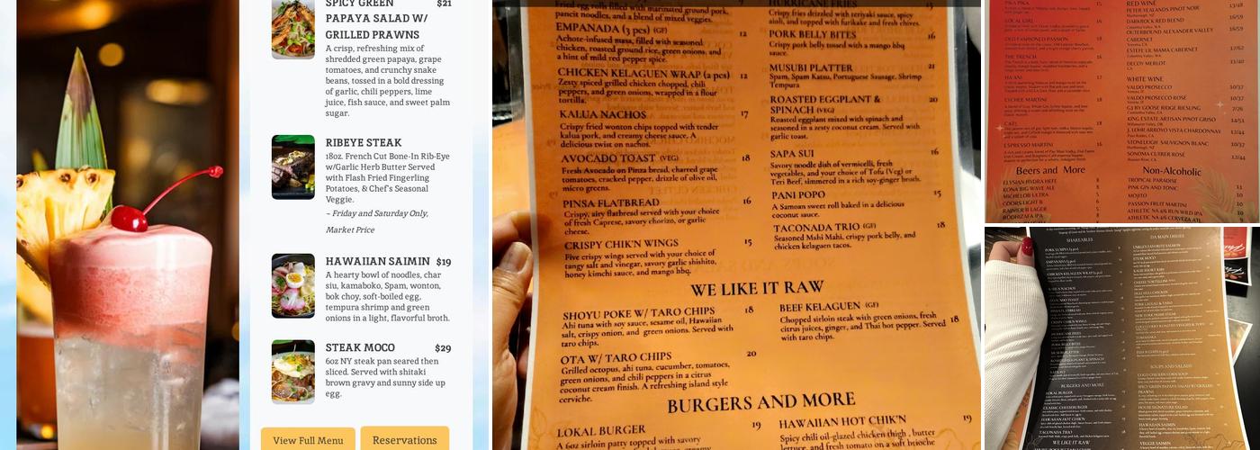 Pasifika Grill & Bar Menu