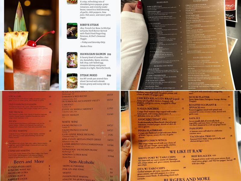 Pasifika Grill & Bar Menu