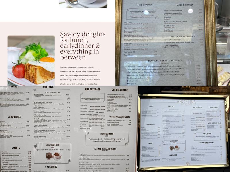 Angelina Paris Lexington Menu