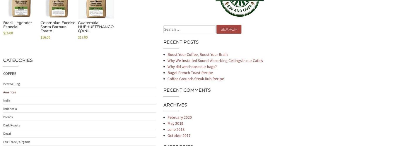Uncommon Grounds Coffee & Bagels Menu