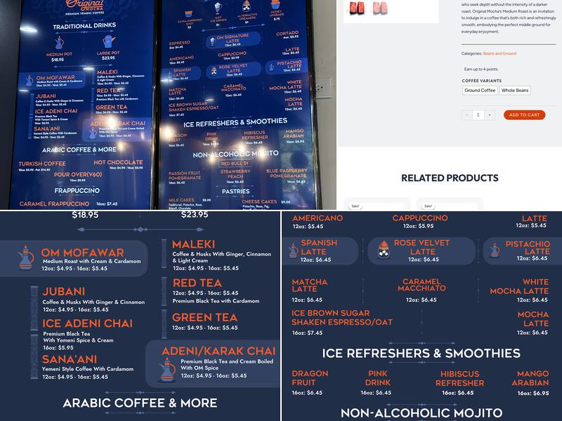 Original Mocha Coffee House Menu