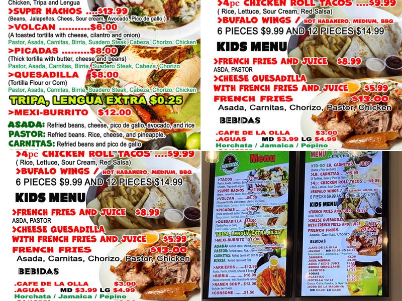 Mexitacos al estilo jalisco Menu