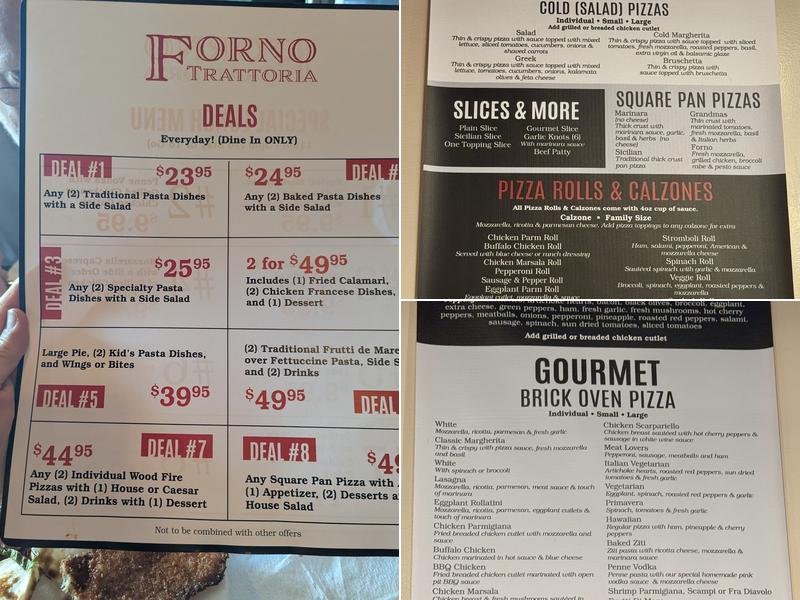 Forno Trattoria Menu