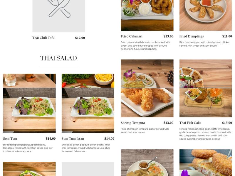 SISAKET THAI KITCHEN Menu