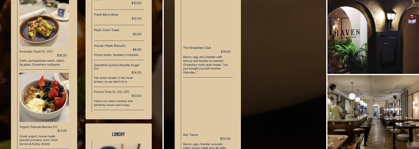 Haven Menu