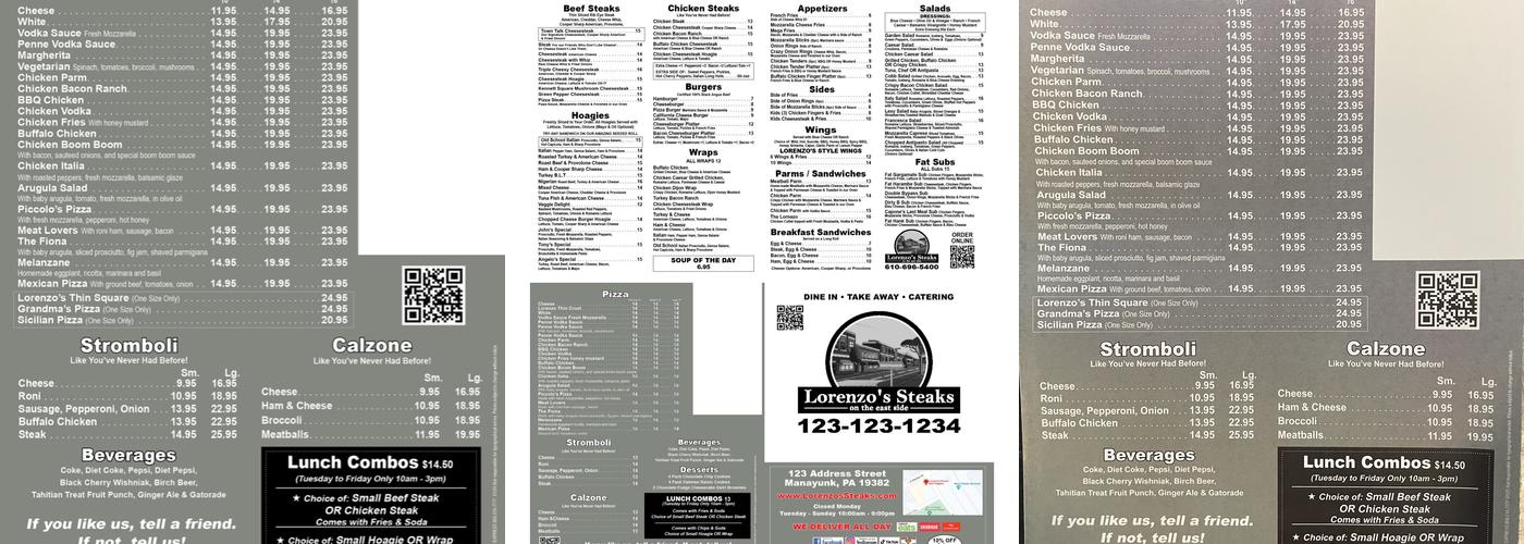 Lorenzo’s Pizza Steaks & Hoagies II Menu