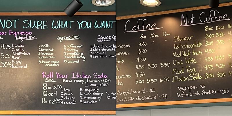 The 15% Board Game Cafe Menu