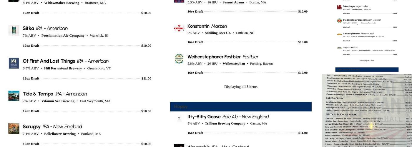 The Great American Beer Hall Menu