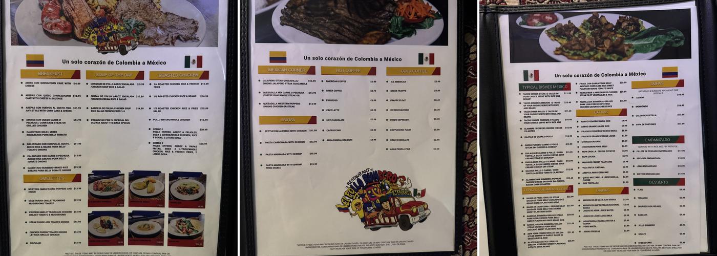 El Pollo Rumbero Menu