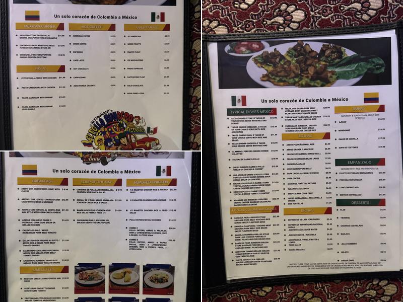 El Pollo Rumbero Menu
