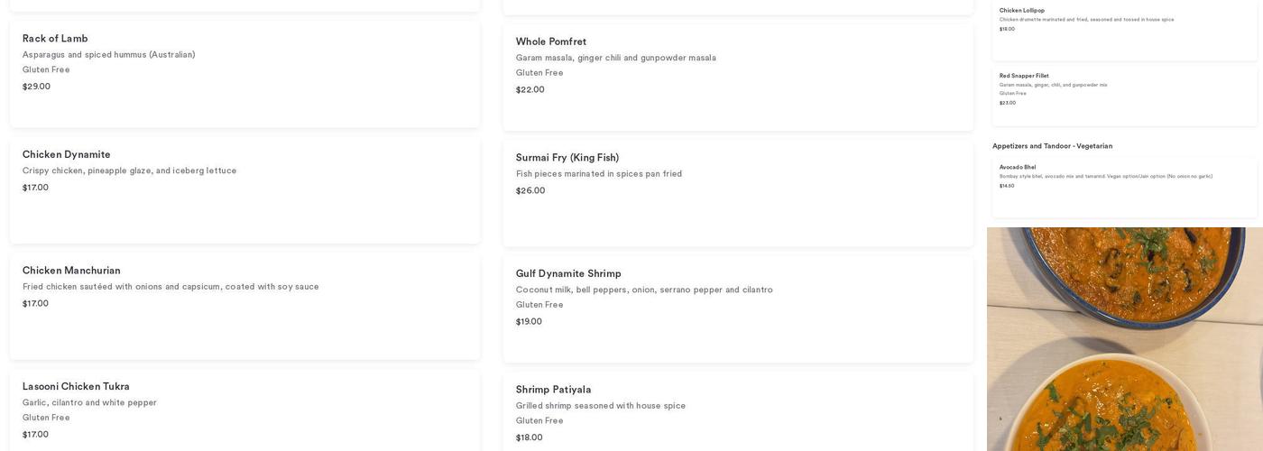 Mahesh’s Kitchen Menu