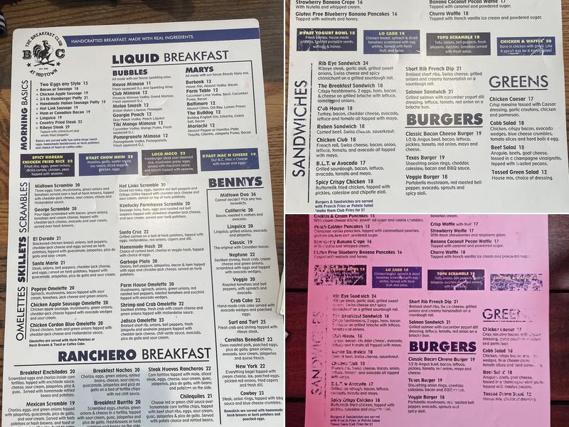 The Breakfast Club at Midtown Menu