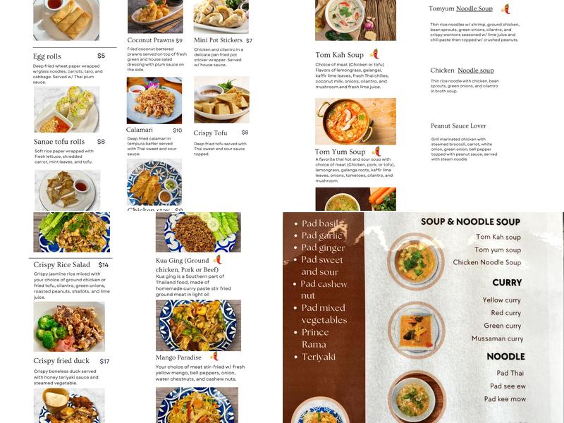 Sanae Thai Cuisine Menu