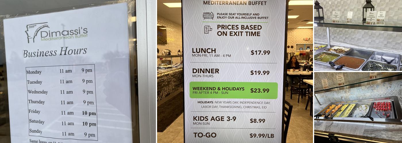 Dimassi’s Mediterranean Buffet Menu
