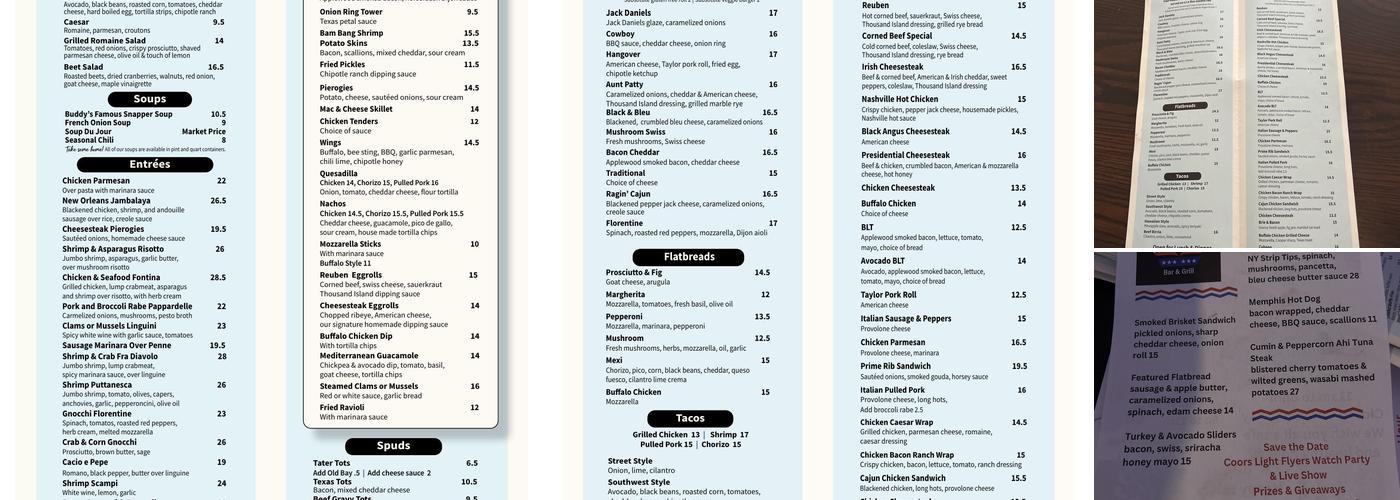 Heroes' Bar & Grill Menu