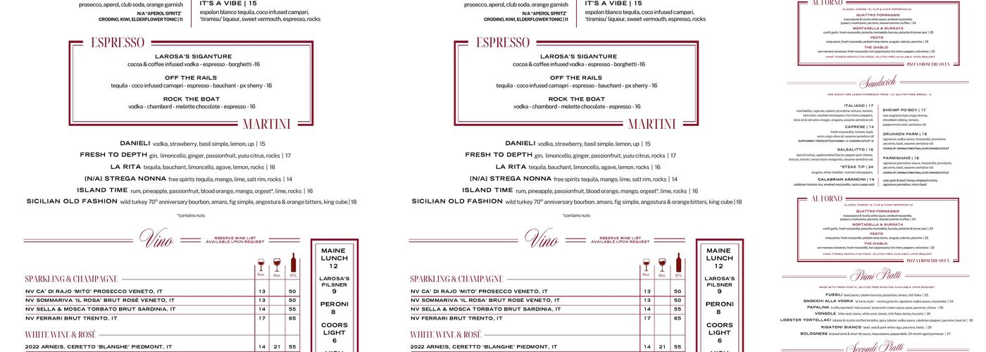 LaRosa's Italian Newburyport Menu