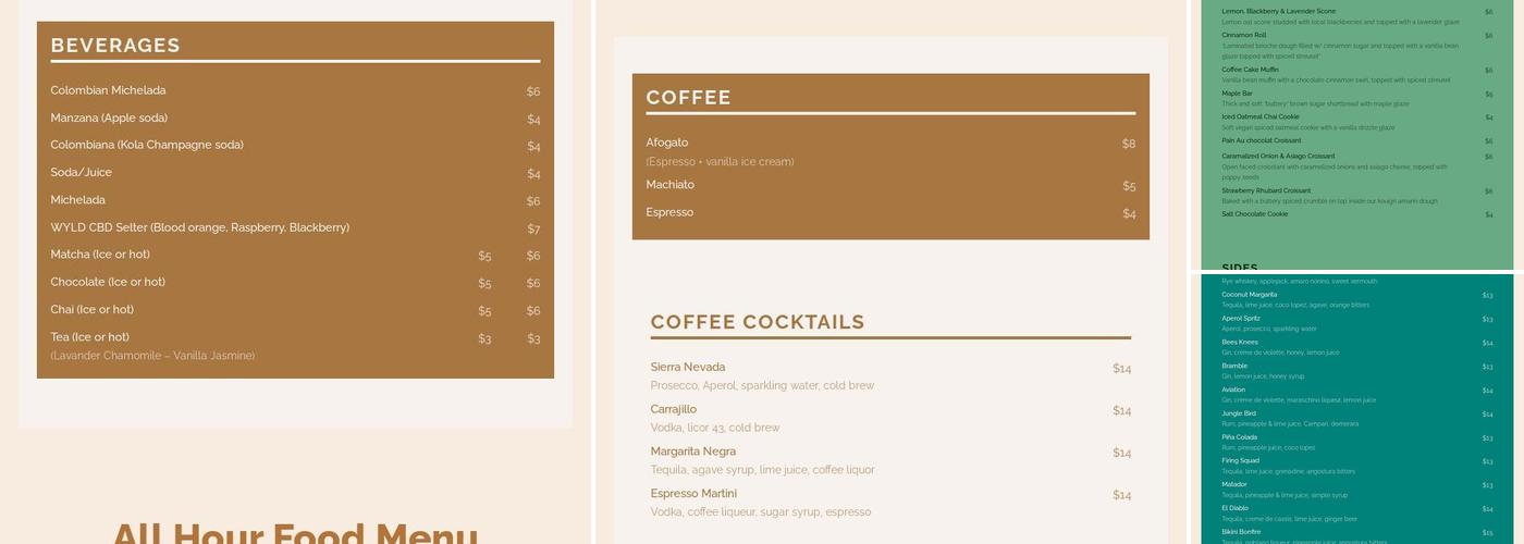 Matta Café Bar Menu