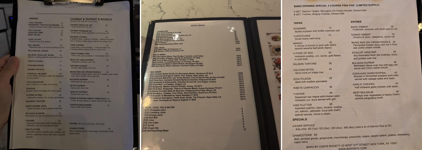 K SUSHI & BAR Menu