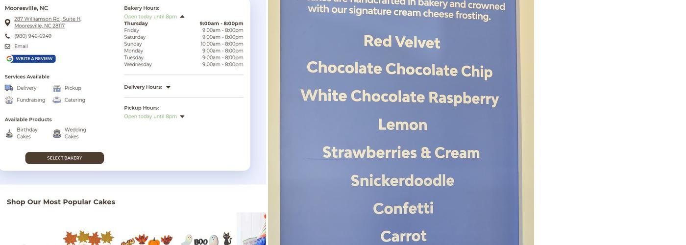 Nothing Bundt Cakes Menu