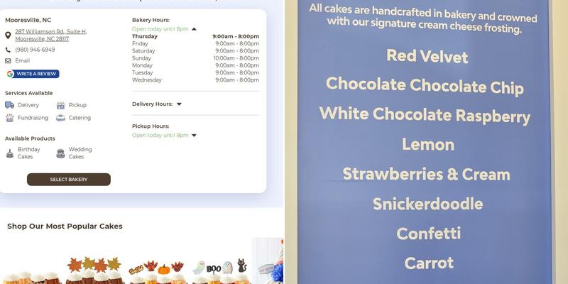 Nothing Bundt Cakes Menu