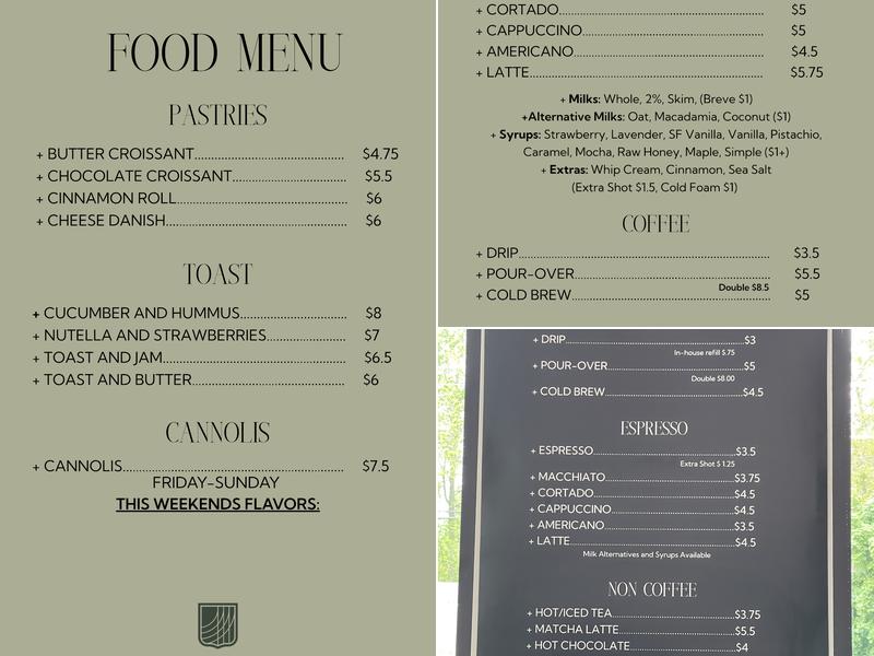 Recreation Coffee Menu