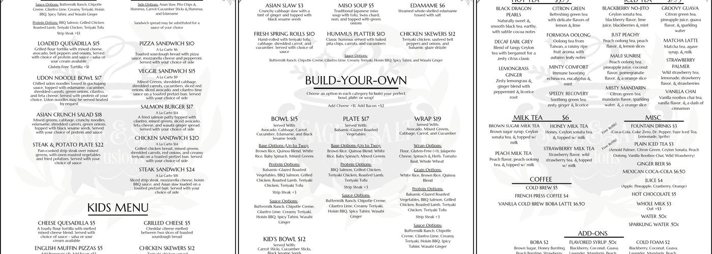 Sage & Salt Fusions Menu