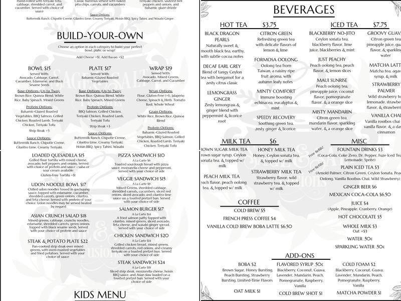 Sage & Salt Fusions Menu