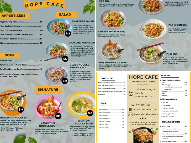 Hope Cafe Menu