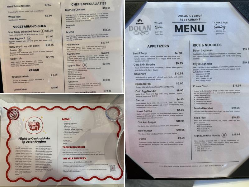 Dolan Uyghur Restaurant Menu